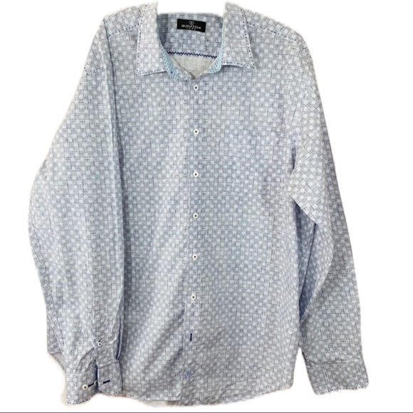 Bugatchi Other - Bugatchi Uomo Blue Distressed Polkadot Dress Shirt
